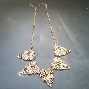 Rose Gold Lace Pattern Statement Necklace